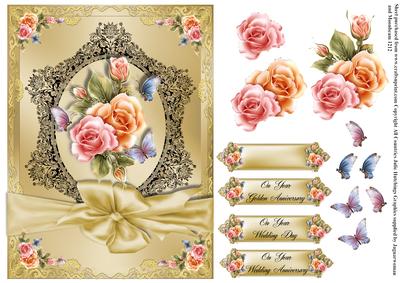 Vintage Style Gold Wedding/anniversary Card Front