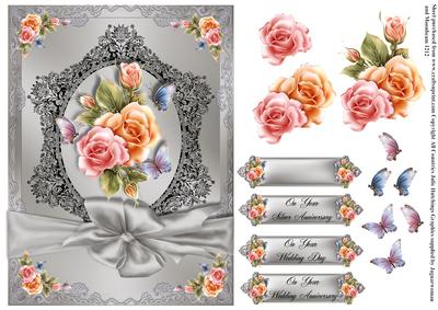 Vintage Style Silver Card Front Anniversary/wedding