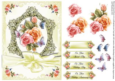 Vintage Style Ivory and Floral Card Front