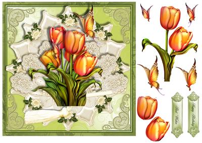Tulips on a Fan Card Front/topper