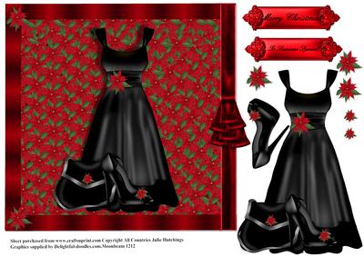 Little Black Dress with Poinsettia's Topper