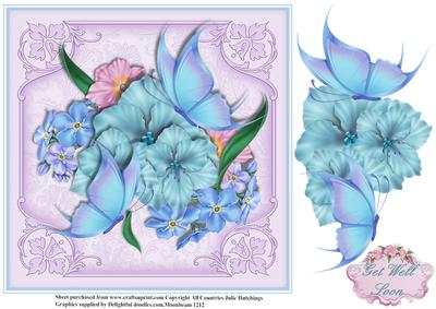 Blue Flora and Flutters Card Topper