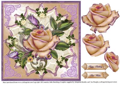 Beautiful Peach Rose on Satin Topper