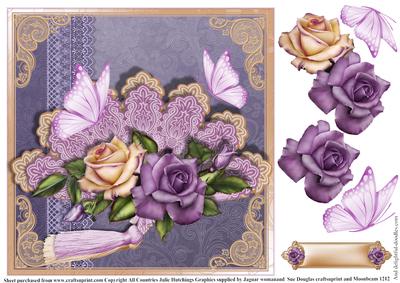 Lilac and Peach Fan with Roses Topper