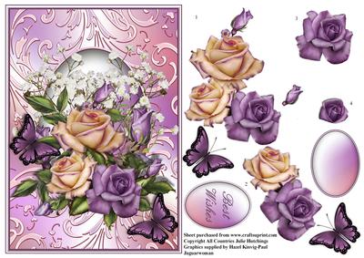 Roses on a Shimmering Swirl Frame Card Front