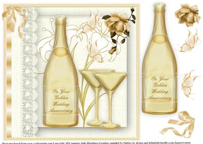 Golden Wedding Anniversary Card Topper/front