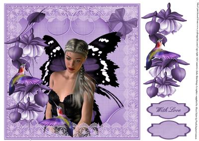 Fushia Fairy Dreams Topper/card Front