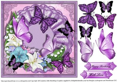 Lilac and Mauve Flutters Card Topper