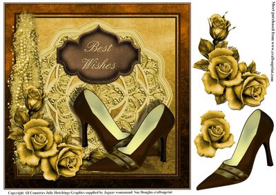 Classy Lady in Browns and Golds Shoe Card Topper
