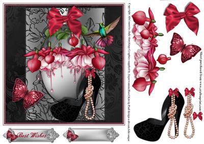 Sophisticated Lady Shoe and Fushia Card Topper