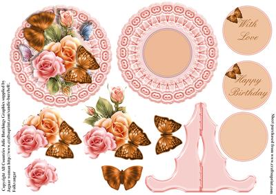 Peach and Pink Roses Plate Card