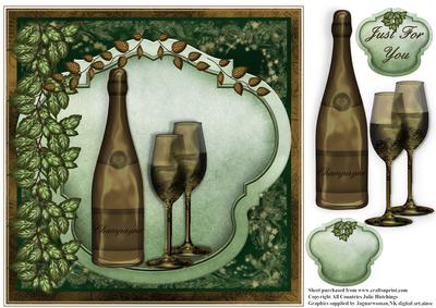 Champagne and Glasses Card Topper
