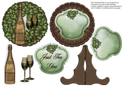 Wine and Glasses Plate with Stand