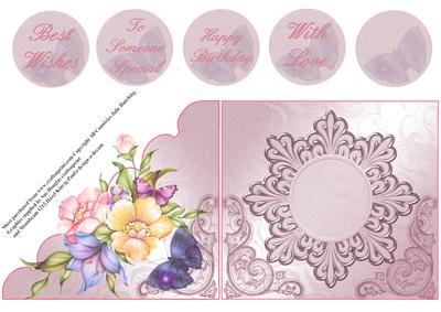 Insert to Floral Pink Over Edge Scalloped Card
