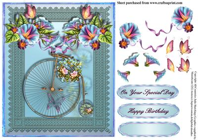 Ladies Penny Farthing Bicycle Card Front