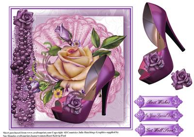 Peep Toe and Rose Bling Card Topper