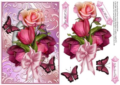 Flowers in a Shimmering Swirl Frame