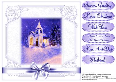 Christmas Scene Church Card Topper