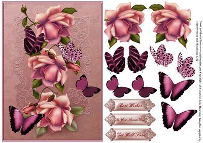 Blushing Roses on Dusky Pink Card Front