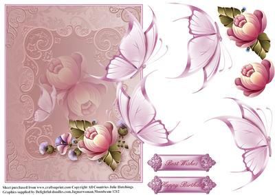 Butterfly Floral Topper in Pinks