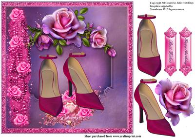 Cerise Shoes with Sparkle and Roses