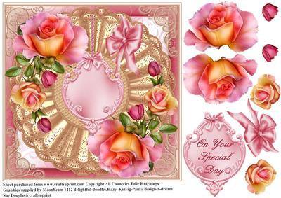 Glowing Roses on a Satin Doily