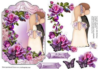 Bride and Groom Cute Shaped Card Topper