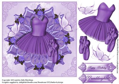 Purple Tutu and Ballet Shoes Card Topper