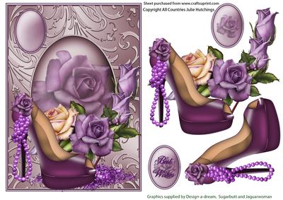 Roses,pearls and Shoe in Purple