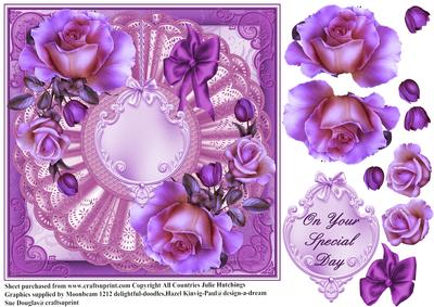 Beautiful Glowing Roses on Pinks and Lilacs