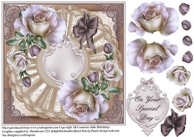 Coffee and Cream Roses Card Topper