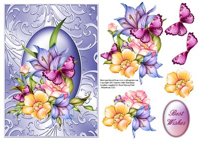 Flora in Shimmering Blue Frame