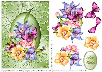 Flora in a Shimmering Green Frame