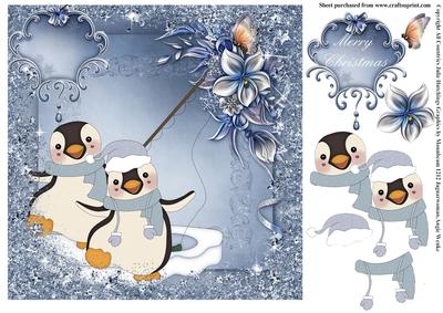 Ice Penguin Fun Card Topper
