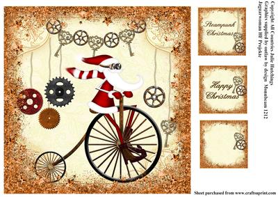 Steampunk Santa Christmas Card Topper