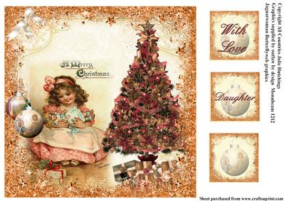 Little Girl Vintage Christmas Card Topper