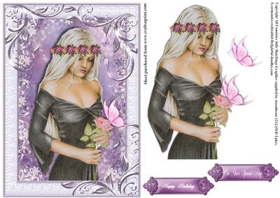Vintage Lady with Butterfly Card Front