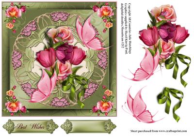Gorgeous Green and Pinks Floral Card Topper