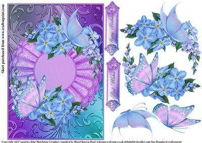 Fantasy Floral Butterfly Card Front