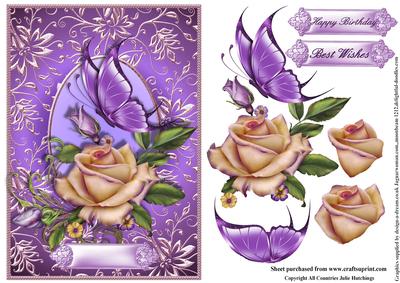 The Peach and Lilac Rose Card Front