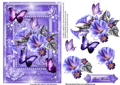 Morning Glory in a Sparkling Blue Frame Card Front
