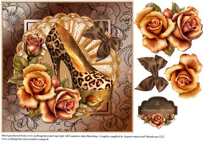 Touch of Class Shoes in a Copper Lace Frame Card Topper