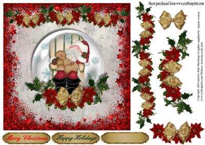 Snow Globe Christmas Eve Santa Card Toppper
