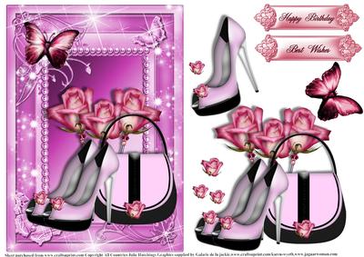 Gorgeous Pink Shoes and Handbag Card Front