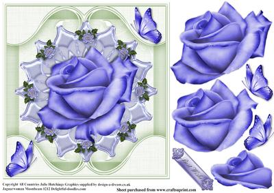 The Blue Rose Topper on Pastel Mint Frame Card Topper