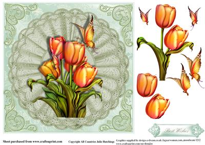 Tulips and Flutters Card Topper