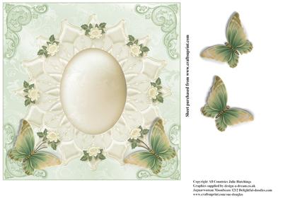 Insert to Cream and Green Butterfly's Card Topper