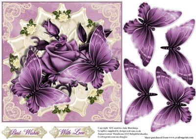 Satin Rose and Butterflies