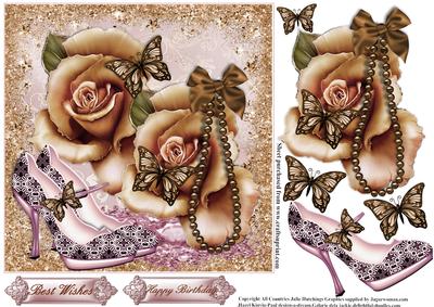 Pink Shoes and Roses Card Topper