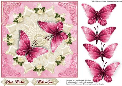 Pretty Pink Butterfly Card Topper